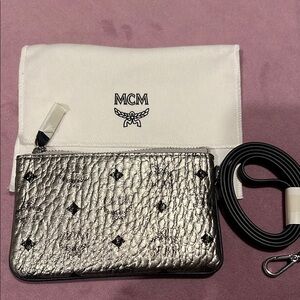 MCM Silver Wristlet